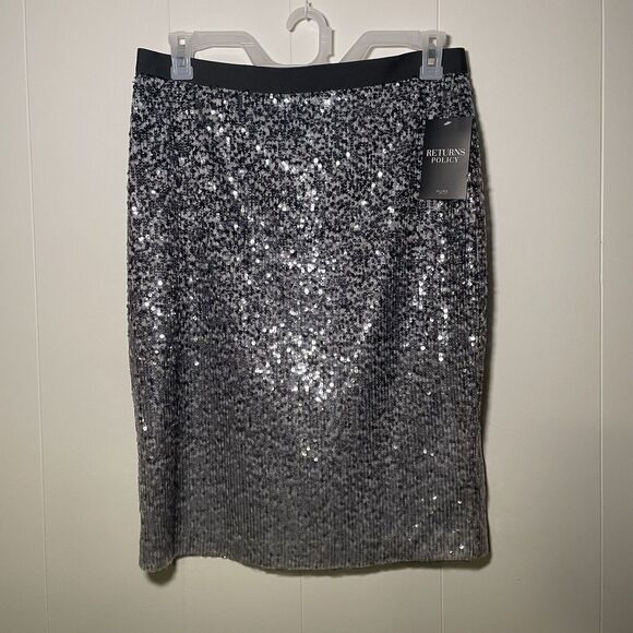 NWT PURE COLLECTION - UK 16 SILVER GREY OMBRE SEQUIN SKIRT IMMACULATE - Picture 1 of 6